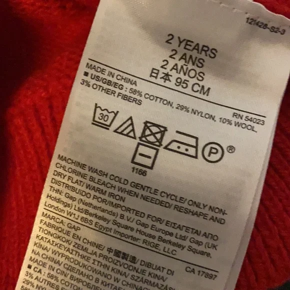 NWT Baby GAP Red FAIR ISLE Sweater GIRLS 2 2T - Picture 6 of 6